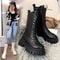 New Winter Boots Female Casual Ankle Boots Thick Heeled Midcalf Boots British Style With Thick Bott 1
