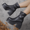 Sexy Leather Women Short Boots Casual Zipper High Heels Square Toe Casual Thick Soled Shoes for Women