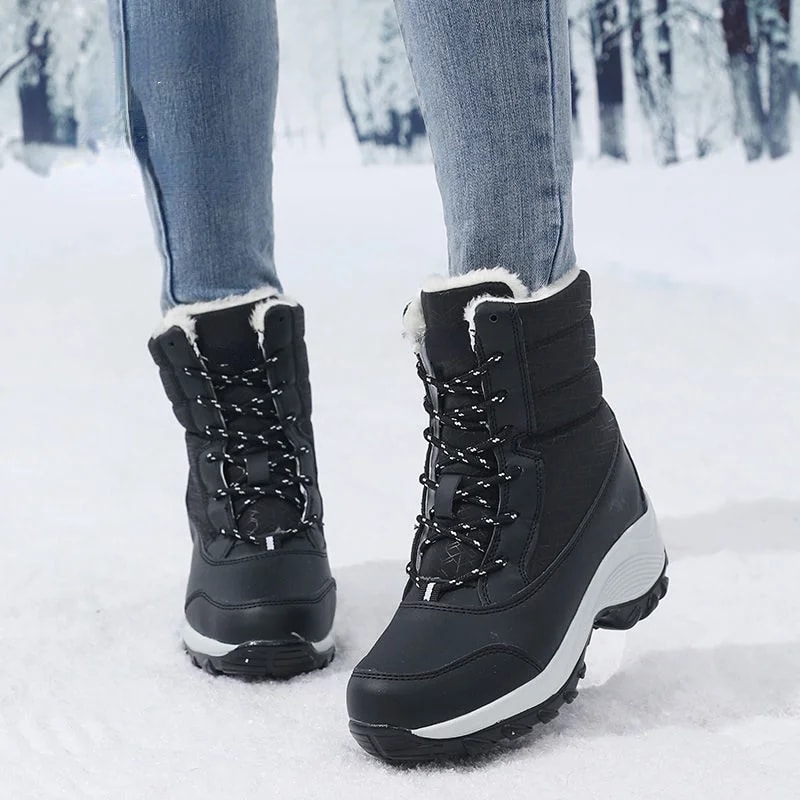 Women Snow Boots Waterproof Fur Wedges Platform Ankle Boots Nonslip Winter Thigh High Warm Shoes Fo 1
