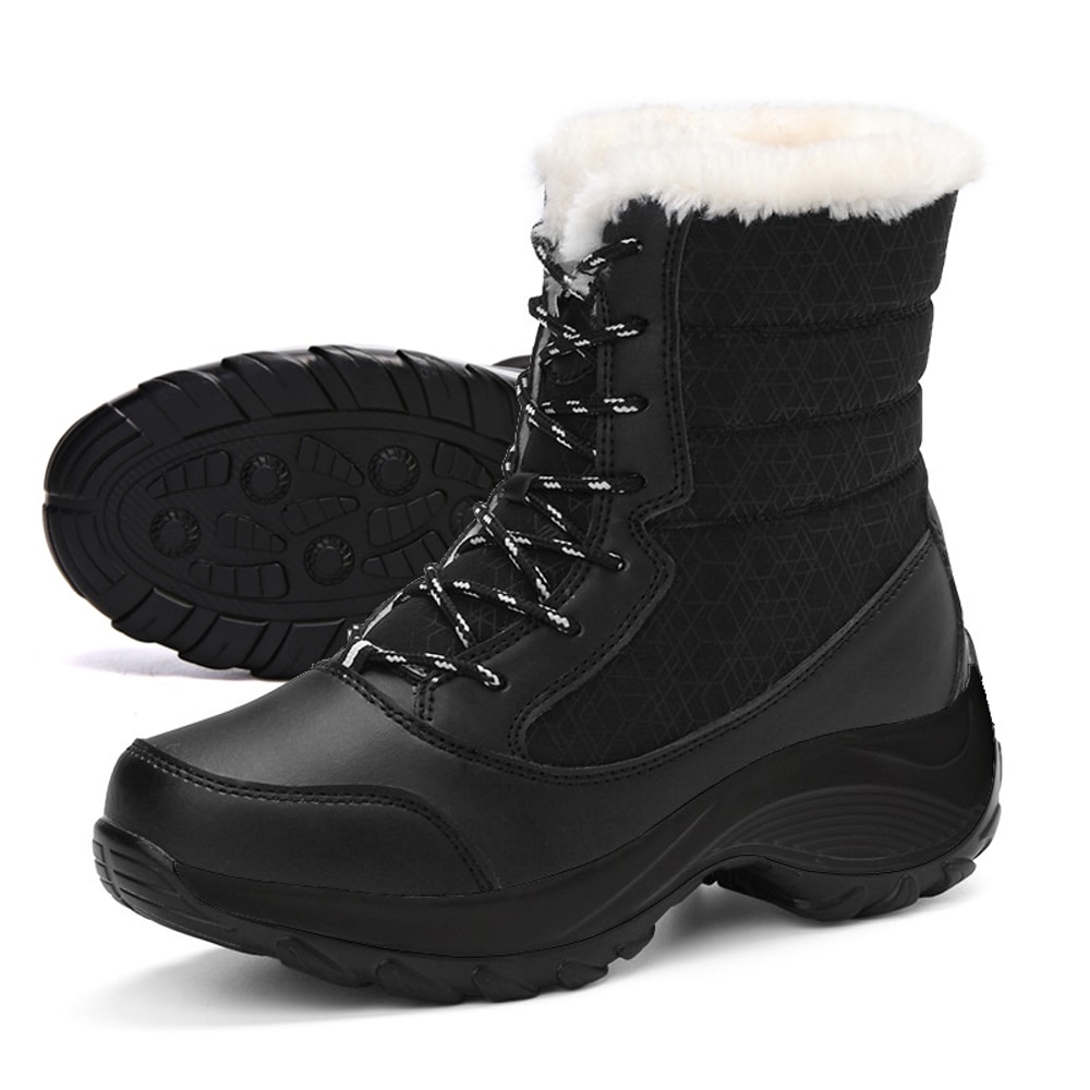 Women Snow Boots Waterproof Fur Wedges Platform Ankle Boots Nonslip Winter Thigh High Warm Shoes Fo 5