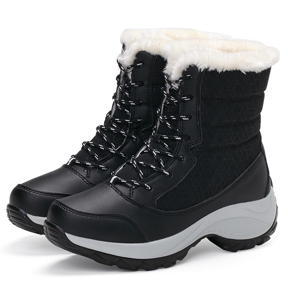 Women Snow Boots Waterproof Fur Wedges Platform Ankle Boots Nonslip Winter Thigh High Warm Shoes Fo 6