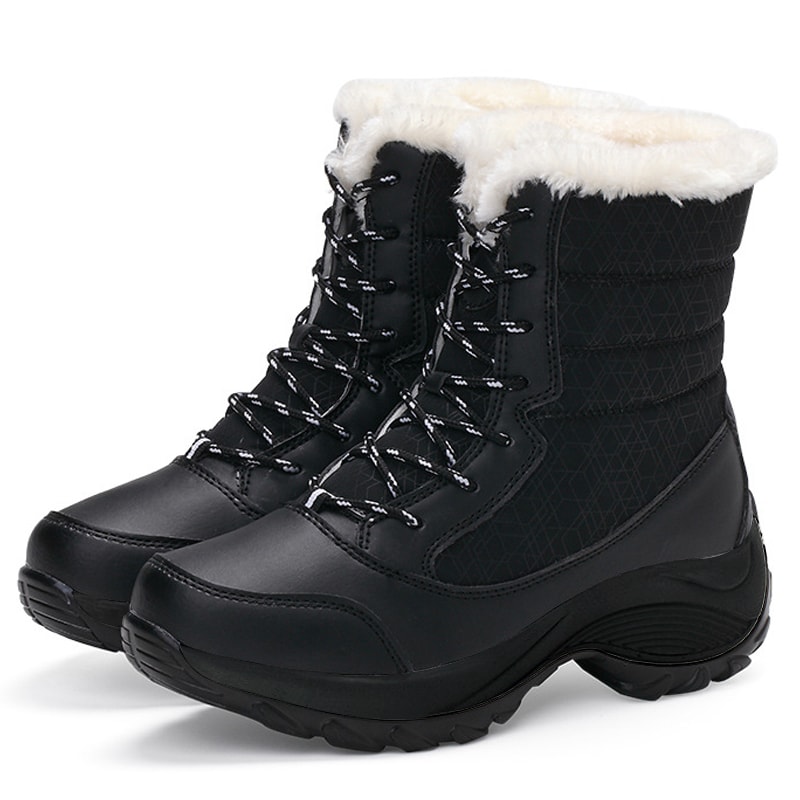 Women Snow Boots Waterproof Fur Wedges Platform Ankle Boots Nonslip Winter Thigh High Warm Shoes Fo 10