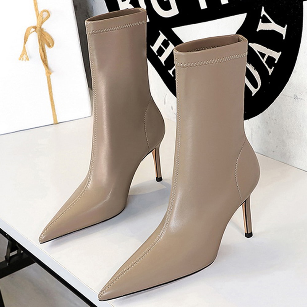 Womens Ankle Boots In Pu Leather Sexy Highheel Boots Winter Autumn Shoes Short Boots With Heels 2