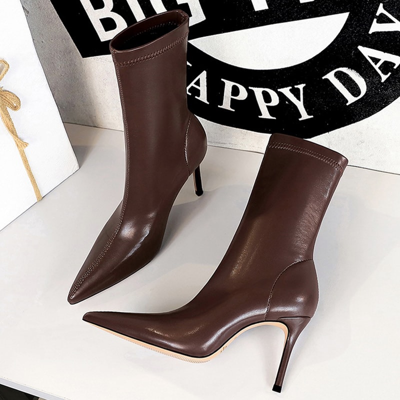 Womens Ankle Boots In Pu Leather Sexy Highheel Boots Winter Autumn Shoes Short Boots With Heels 1
