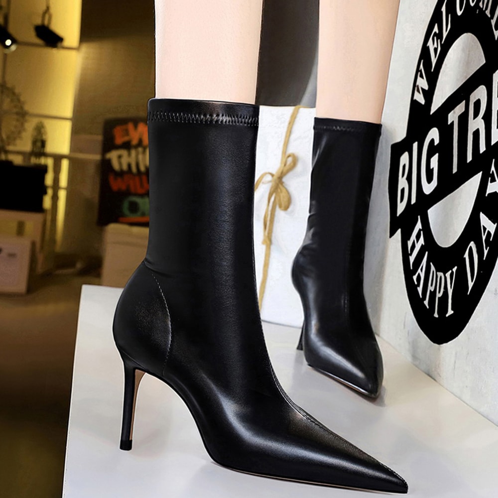 Womens Ankle Boots In Pu Leather Sexy Highheel Boots Winter Autumn Shoes Short Boots With Heels 3