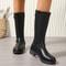 Fashionable Black Platform Boots For Women New PU Leather Knee Boots Ladies Footwear With Buckle Me 1