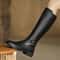 Long Black Knee Boots For Women With Buckle Metal Decoration PU Leather Fashion Outdoor Footwear 2