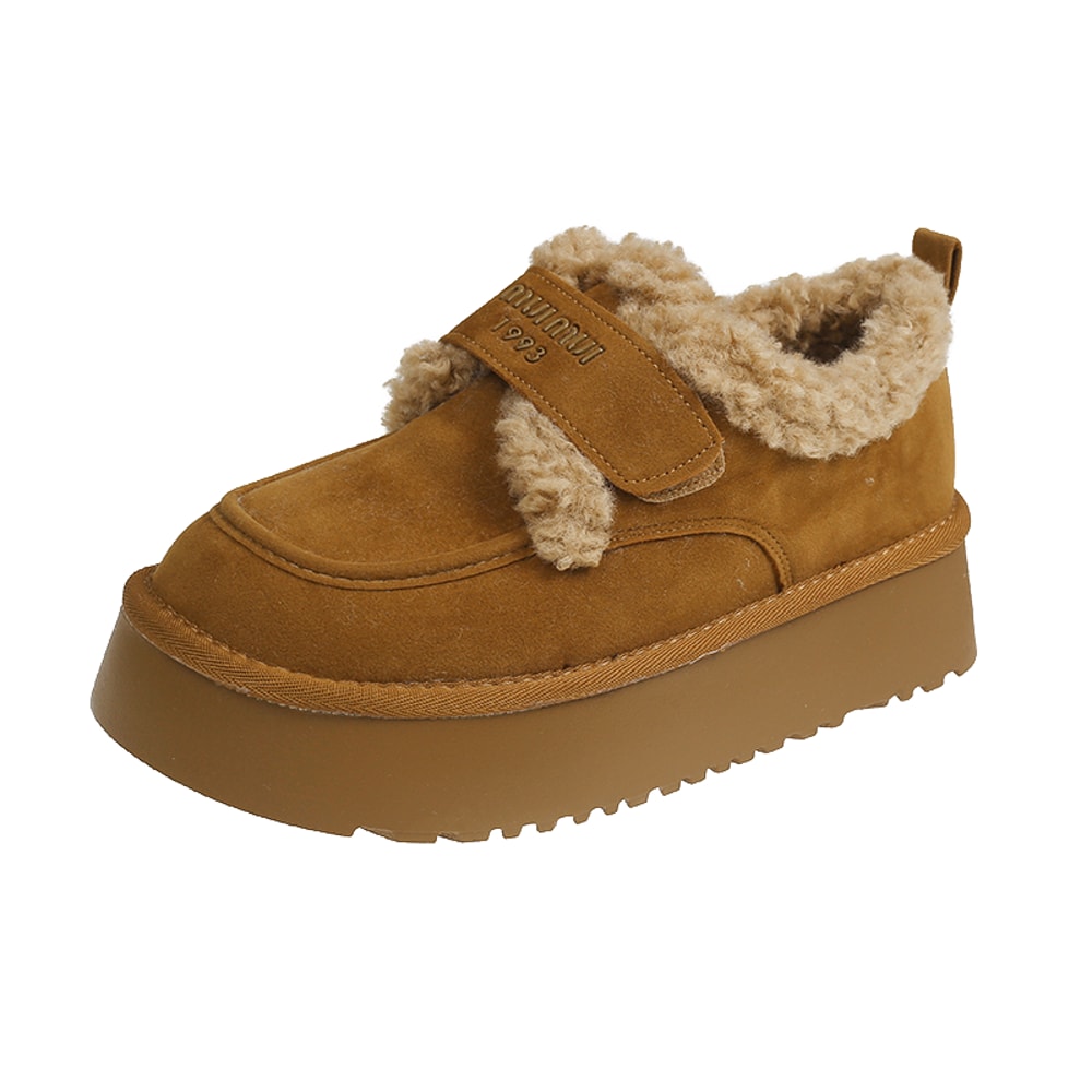 Warm Lamb Wool Winter Boots for Women Non Slip Thick Bottom Ankle Snow Boots Cotton Padded Flat Thicken Plush Shoes