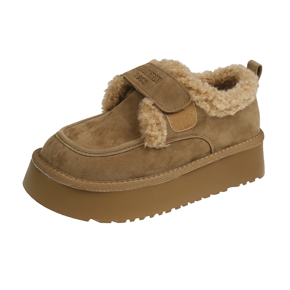 Warm Lamb Wool Winter Boots for Women Non Slip Thick Bottom Ankle Snow Boots Cotton Padded Flat Thicken Plush Shoes