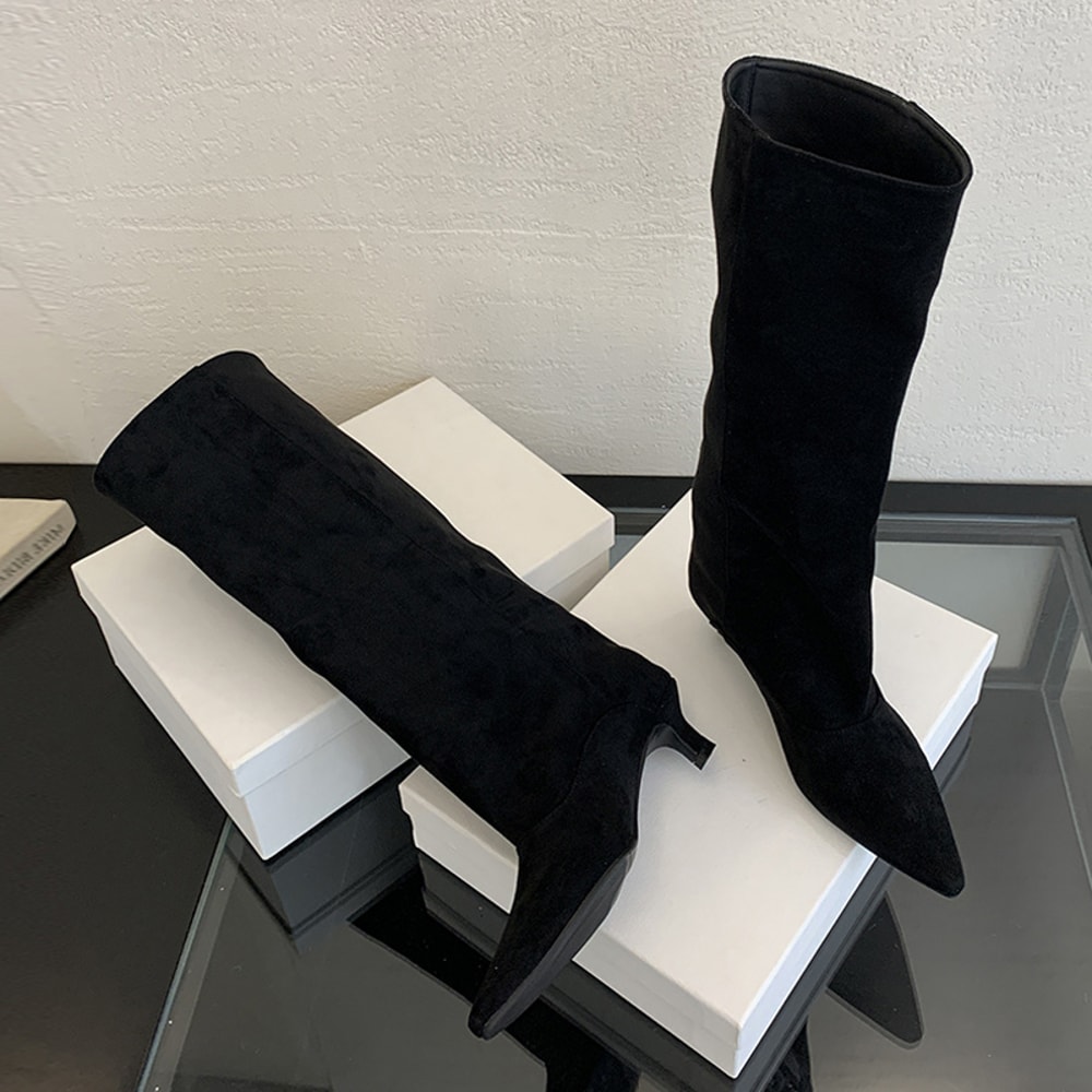 Sexy Women KneeHigh Boots Autumn Winter Street Style Pointed Toe Thin Low Heels Cowboy Ladies Long 1