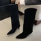 Sexy Women KneeHigh Boots Autumn Winter Street Style Pointed Toe Thin Low Heels Cowboy Ladies Long 4