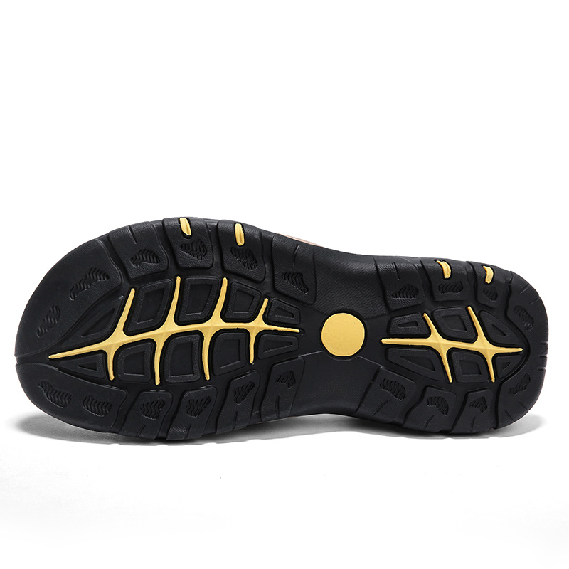 Mens Sandals Leather Casual Beach Shoes Handmade Thick Bottom Rubber SlipOn Breathable Upgraded Ver 2