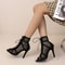 Women Summer Sexy High Heels Hollow Mesh Sandals Peep Toe Crosstied Ankle Strap Net Heeled Dance Sh 2