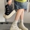 Buckle Strap Canvas Shoe for Women, High Top Female Shoes Design, High Street Grace Walking Zip Simplicity Style
