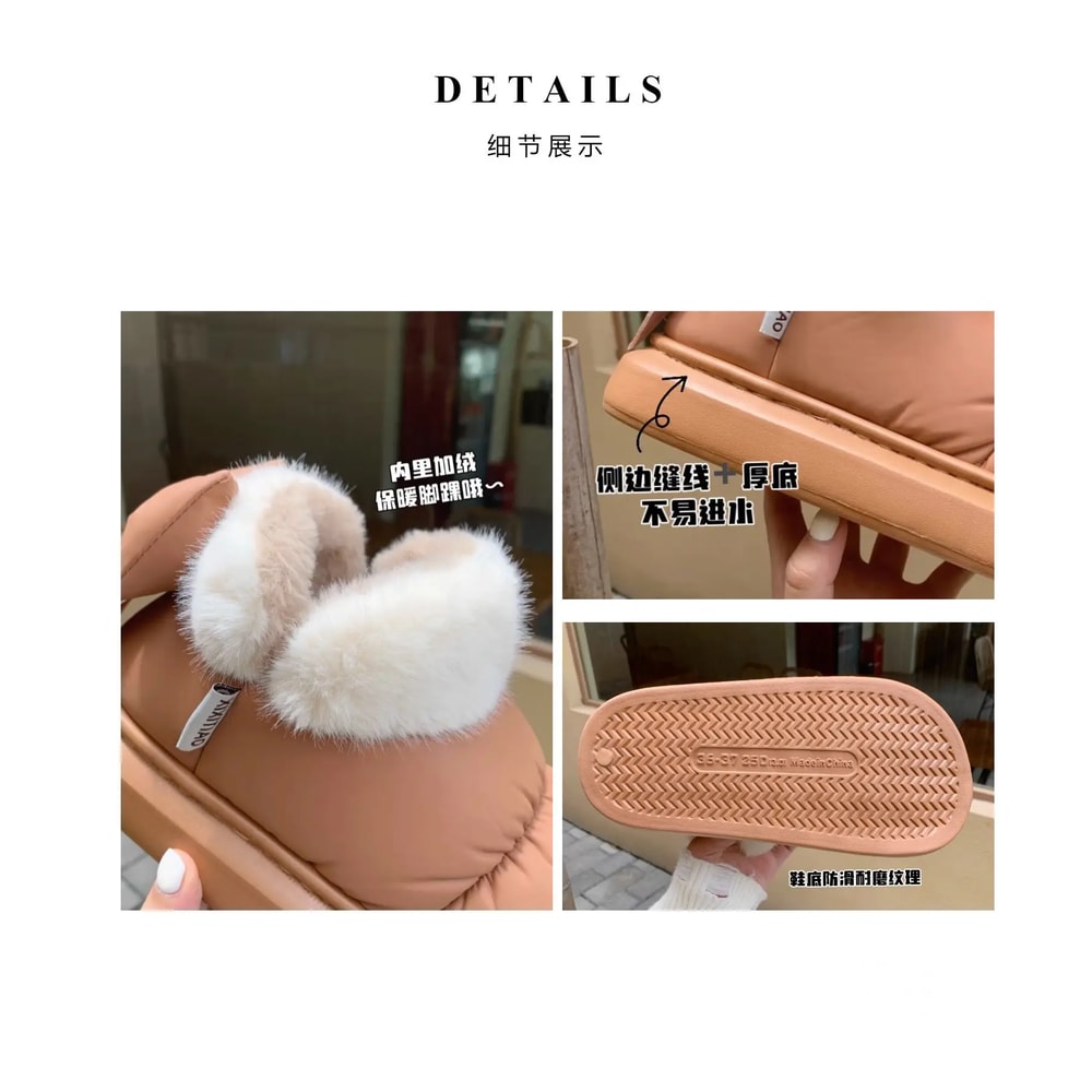 Winter Womens Bow Warmth Boots Cute Warm Ankle Plush Cotton Shoes Waterproof Down Cloth Short Barre 4