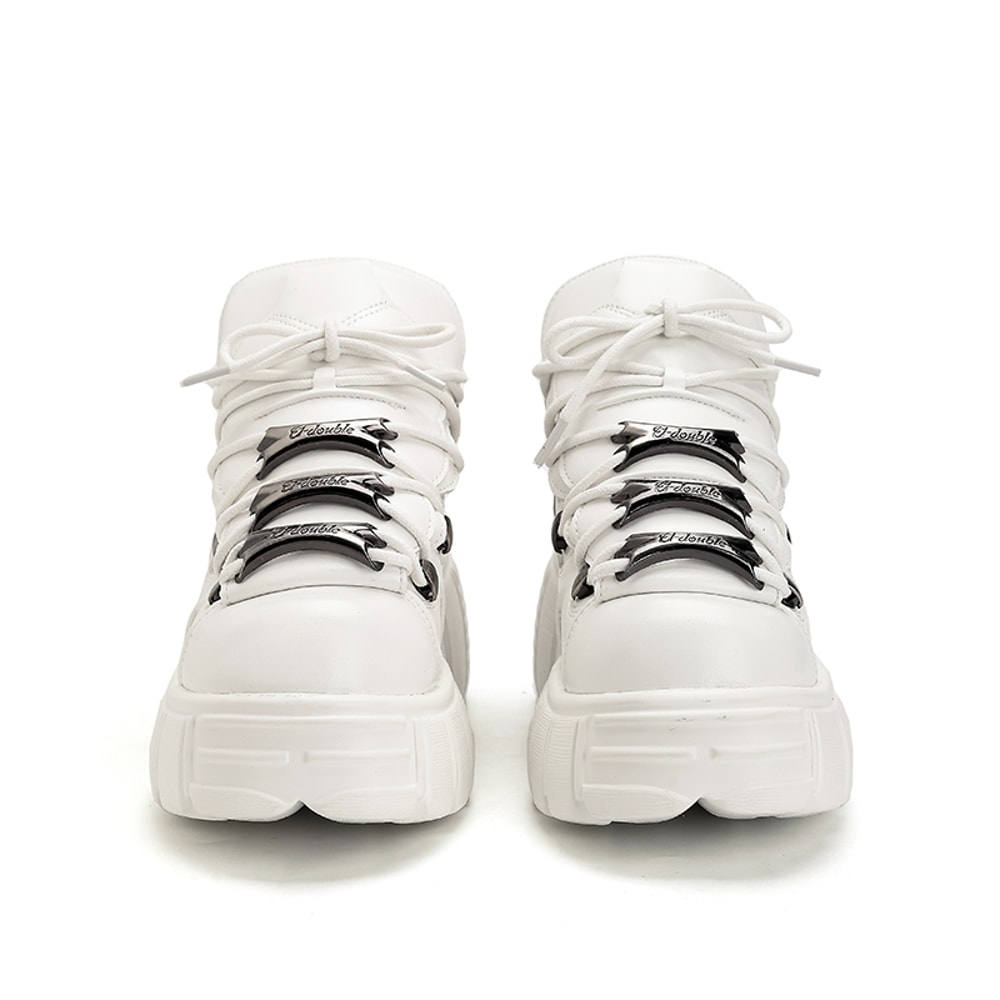 Platform Shoes Woman Punk Style Women Shoes Lace Up Rock Boots New Brand Metal Decor Woman Sneakers 6