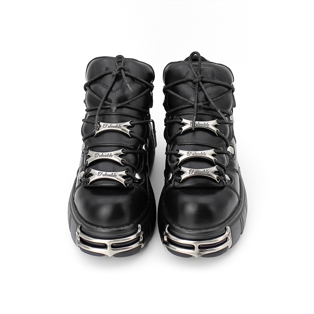Platform Shoes Woman Punk Style Women Shoes Lace Up Rock Boots New Brand Metal Decor Woman Sneakers 5