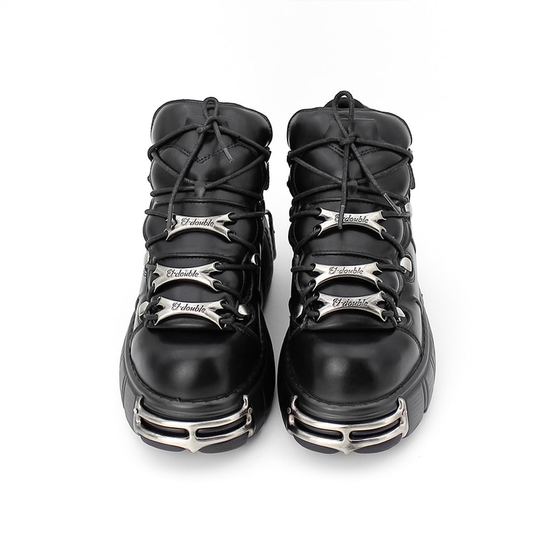 Platform Shoes Woman Punk Style Women Shoes Lace Up Rock Boots New Brand Metal Decor Woman Sneakers 5