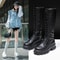Padded Shoes Womens Mid Calf Boots Platform Woman Military Punk Style Look Knee High Winter Sneaker 1