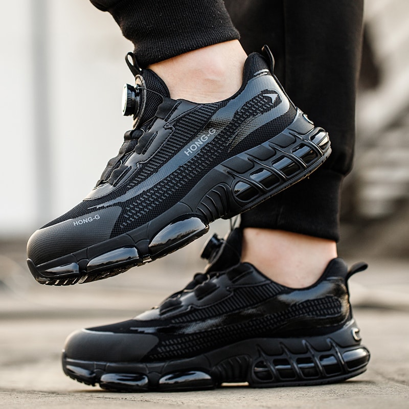 Rotary Buckle Mens Work Shoes Protective Safety Sneakers Steel Toe Industrial Puncture Proof Anti S 2