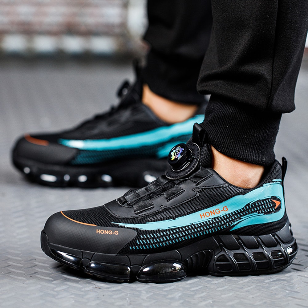 Rotary Buckle Mens Work Shoes Protective Safety Sneakers Steel Toe Industrial Puncture Proof Anti S 4