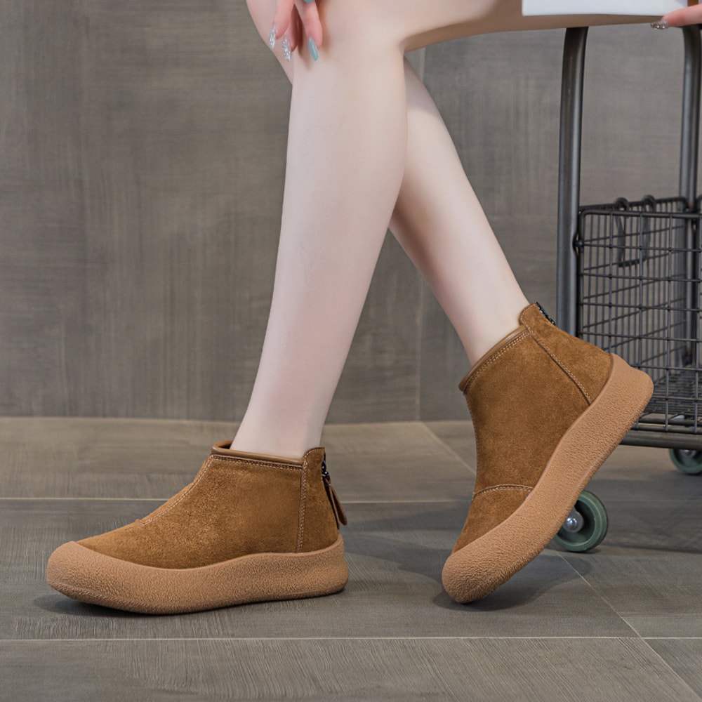 Genuine Leather Snow Boots Women Winter Short Shoes Thickened Warm Winter Boots Women 2