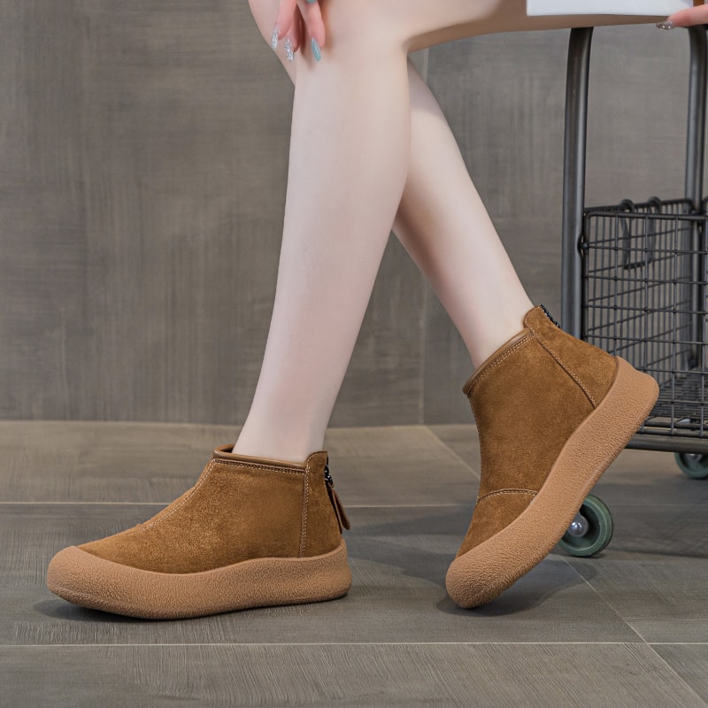 Genuine Leather Snow Boots Women Winter Short Shoes Thickened Warm Winter Boots Women 2