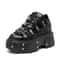 Punk Style Women Ankle Boots, Lace-up Platform Shoes, Black Rock Metal Decor, Gothic Heel Height Sneakers for Women