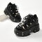 Punk Style Women Ankle Boots, Lace-up Platform Shoes, Black Rock Metal Decor, Gothic Heel Height Sneakers for Women