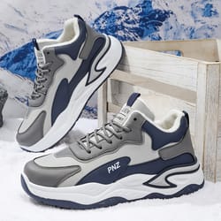 men's warm plush casual running shoes winter soft sole speed sneakers non-slip sports sneakers