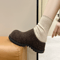 Womens Slippers Retro Platform Slippers Women Autumn Flannel Closed Toe Round Toe Wear 3