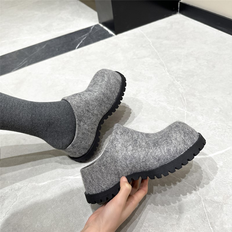 Womens Slippers Retro Platform Slippers Women Autumn Flannel Closed Toe Round Toe Wear 0