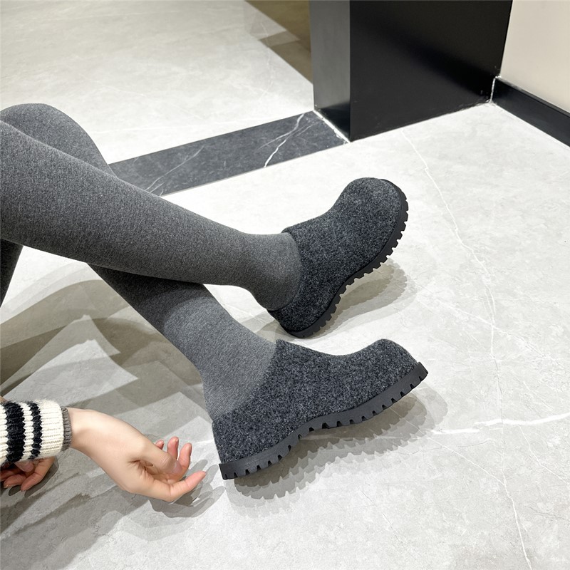 Womens Slippers Retro Platform Slippers Women Autumn Flannel Closed Toe Round Toe Wear 2