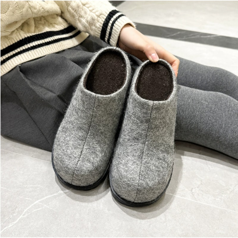 Womens Slippers Retro Platform Slippers Women Autumn Flannel Closed Toe Round Toe Wear 6