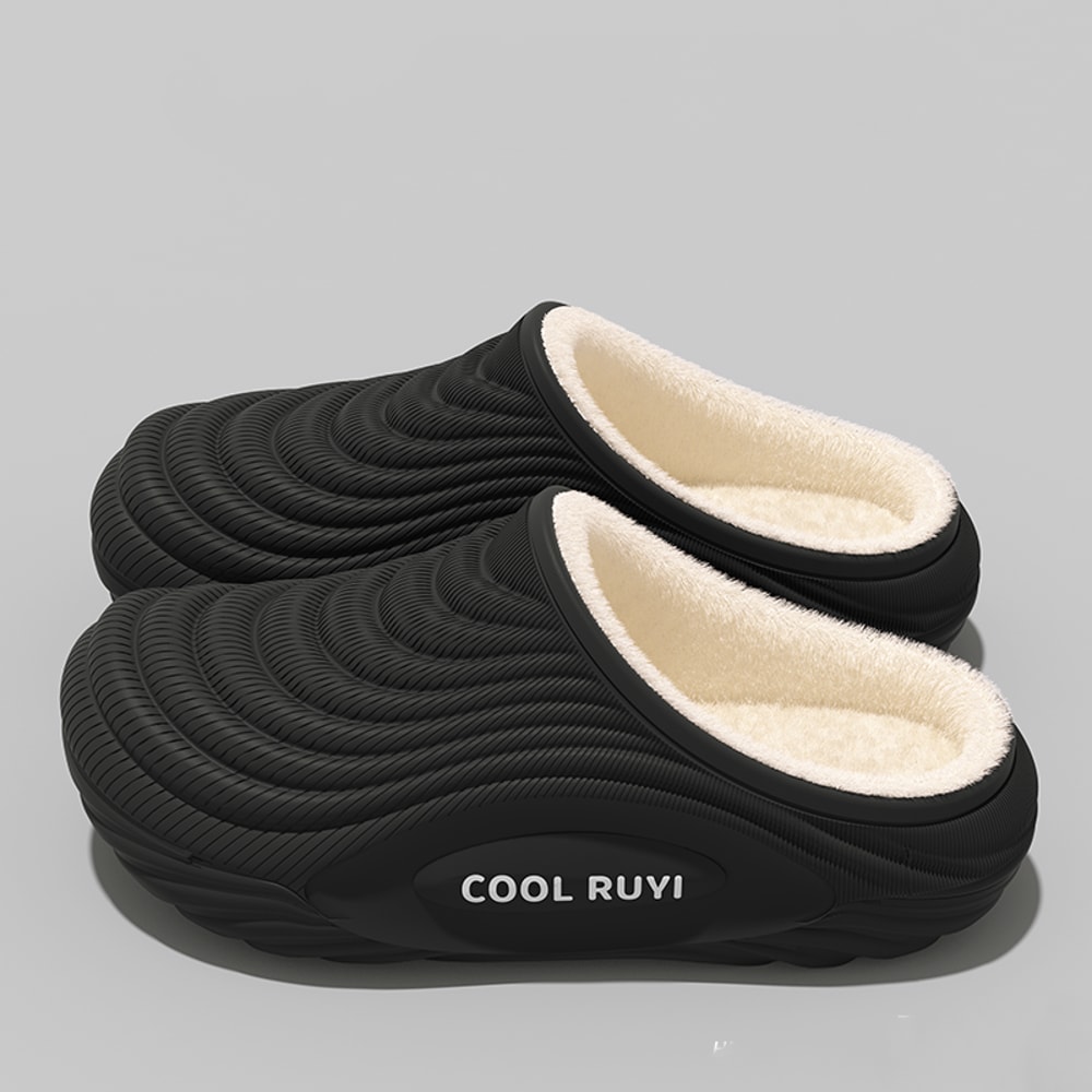 Waterproof Eva Indoor Slippers Women Warm Long Plush Non Slip Thick Bottom Couples Furry Slides Sof 2