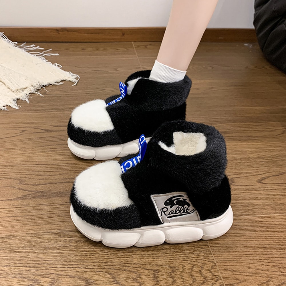 Winter Warm Shoes Women High Top Snow Boots Plush Lining Indoor Slippers Couples Platform Heel Fema 0