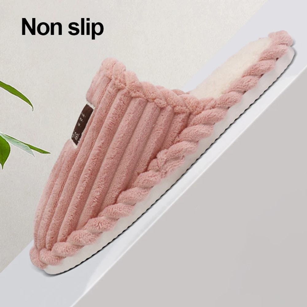 Lightweight Warm Corduroy Winter Slippers For Couple Non Slip Indoor Plush Slippers For Women Comfo 4