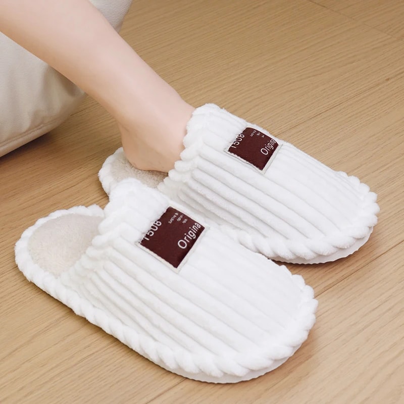 Lightweight Warm Corduroy Winter Slippers For Couple Non Slip Indoor Plush Slippers For Women Comfo 5
