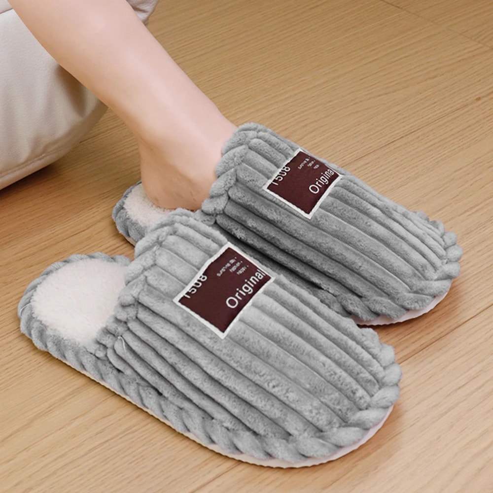 Lightweight Warm Corduroy Winter Slippers For Couple Non Slip Indoor Plush Slippers For Women Comfo 7