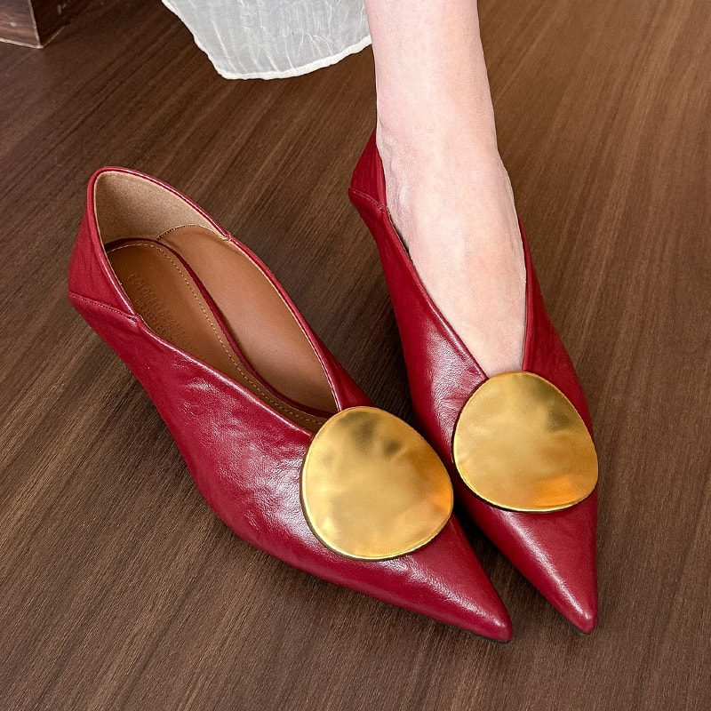 Designer Luxury Women Heeled Shoes Sexy Pumps With Pointed Toe Low Heels Summer Fashion Elegant 5