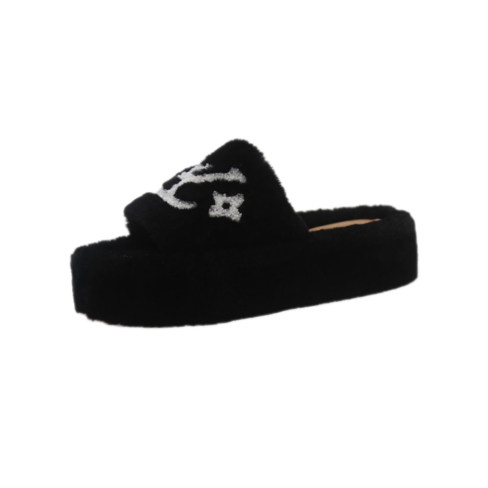 Women's Fur Slides Summer Flip Flops Party Plush Shoes Furry Home Footwear