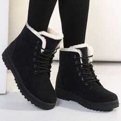 women's winter boots, warm fur, snow boots low heels, black ankle boots footwear for women