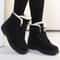 Womens Winter Boots Warm Fur Snow Boots Low Heels Black Ankle Boots Footwear For Women 0