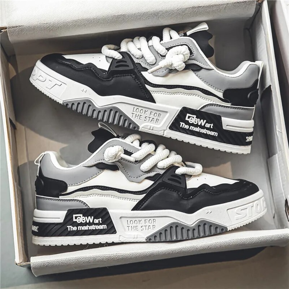 Comfy Non Slip Casual Lace Up Sneakers For Mens Outdoor Activities Mens Trendy Skate Shoes 0