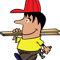 Craftsman on construction, builder hammer, boards  .png