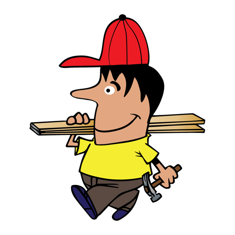 Craftsman on construction, builder hammer, boards  .png