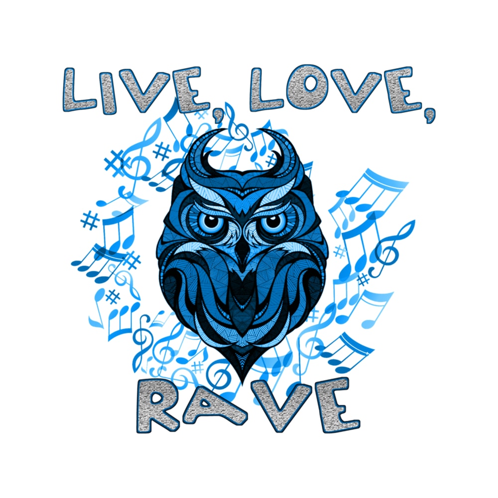 Live, Love, Rave Owl - (Cool Blue) .png