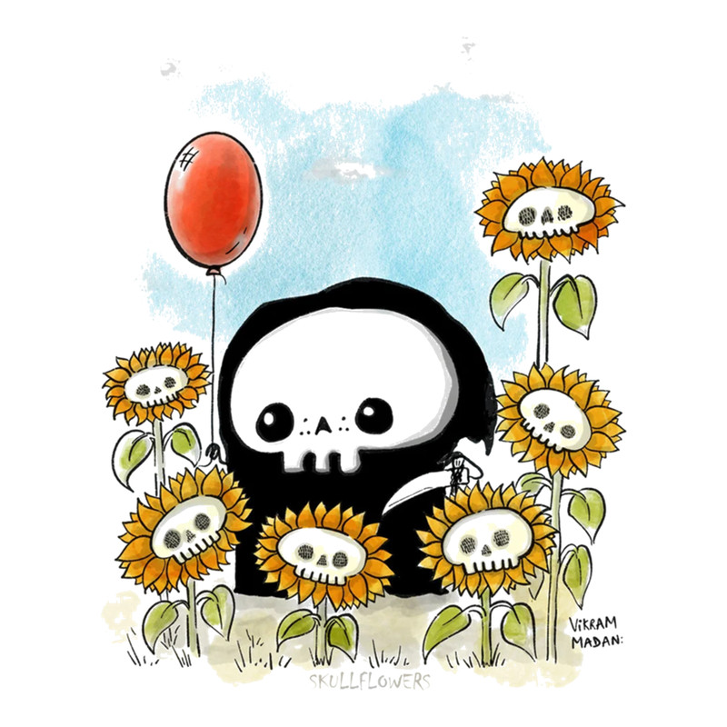 Skullflowers - Lil' Grim Reaper Floral Art Print .png