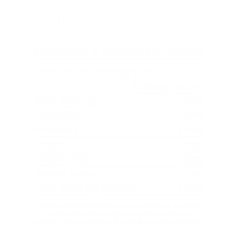 Vikram Name T Shirt - Vikram Nutritional And Undeniable Factors Gift Item Tee .png