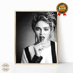 Madonna Queen of Pop Print Singer Music Canvas Black and White Retro Vintage Camera Photography Canvas Framed Feminist T